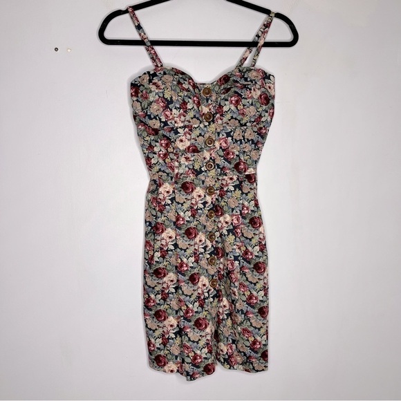 Poetry Size Small Button Down Bustier Floral Mini Dress - Picture 1 of 8